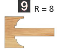 Picture of TÊTES CONTRE PROFIL MULTI-TENONS À PLAQUETTE WS MT020725 1/4 de Rond Rayon 8 Dessus